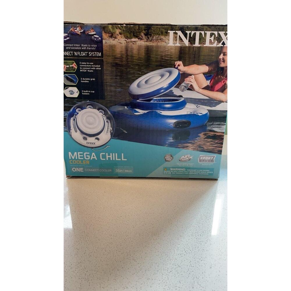 INTEX Mega Chill Cooler Inflatable Floating One Connect 35" for River & Lake